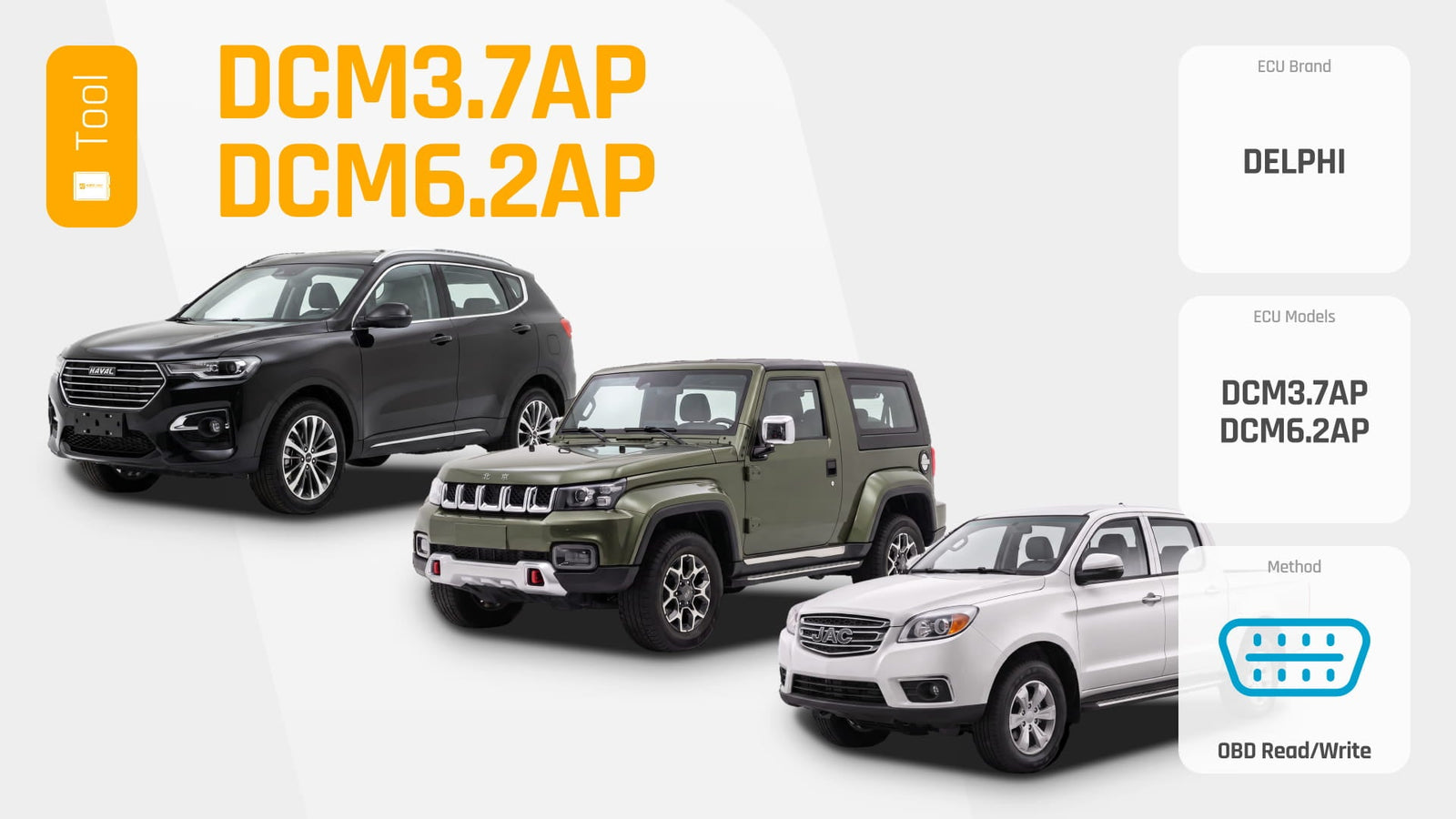 Visuel officiel : Delphi DCM3.7AP et DCM6.2AP : lecture OBD pour les SUV et pickups asiatiques